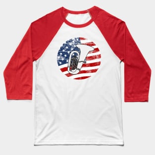 Tuba USA Flag Tubaist Brass Musician 4th July Baseball T-Shirt